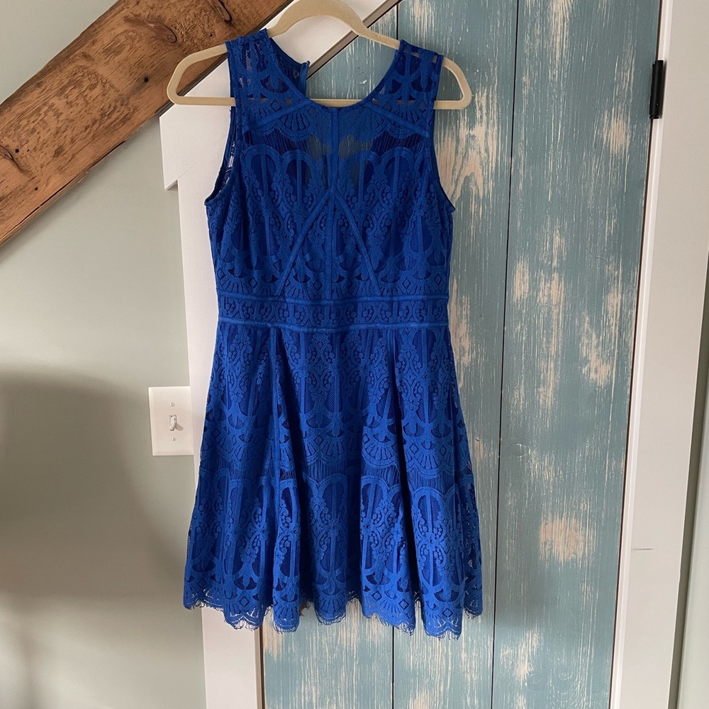 Royal Blue, Adeline Rae sleeveless lace dress